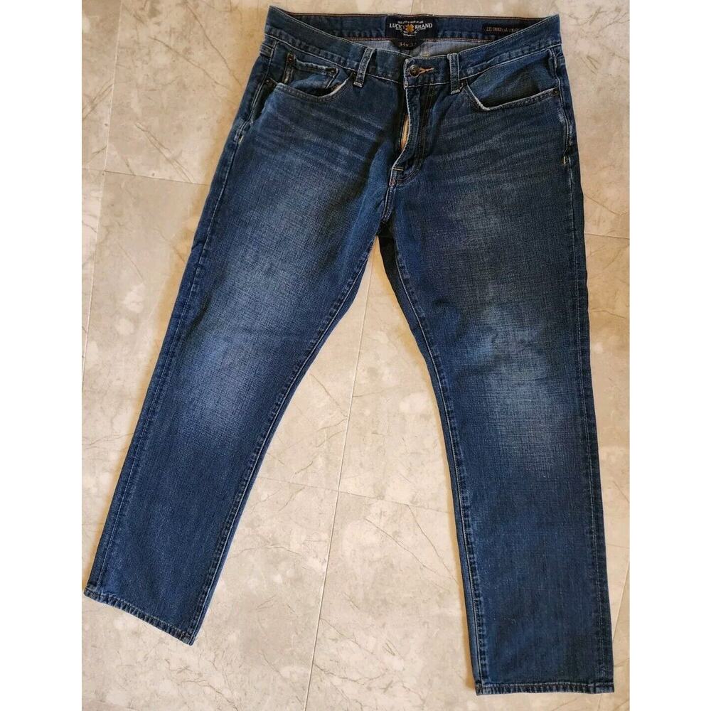 Lucky Brand 221 Original Straight Men's Blue Denim Jeans; Size 34 x 32